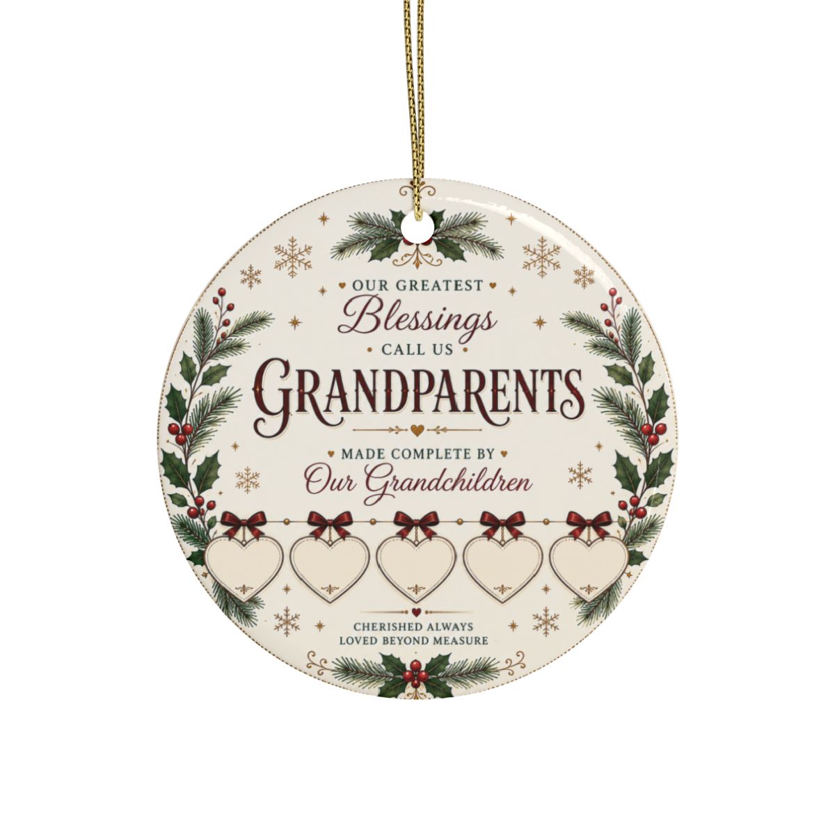 Grandparents Blessings Ceramic Ornament | Family Grandchildren Hearts