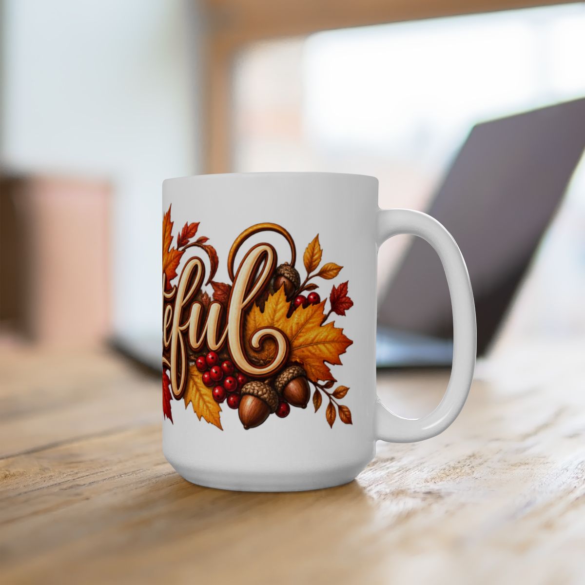 Grateful Autumn Leaves Mug | Ceramic Coffee Cup