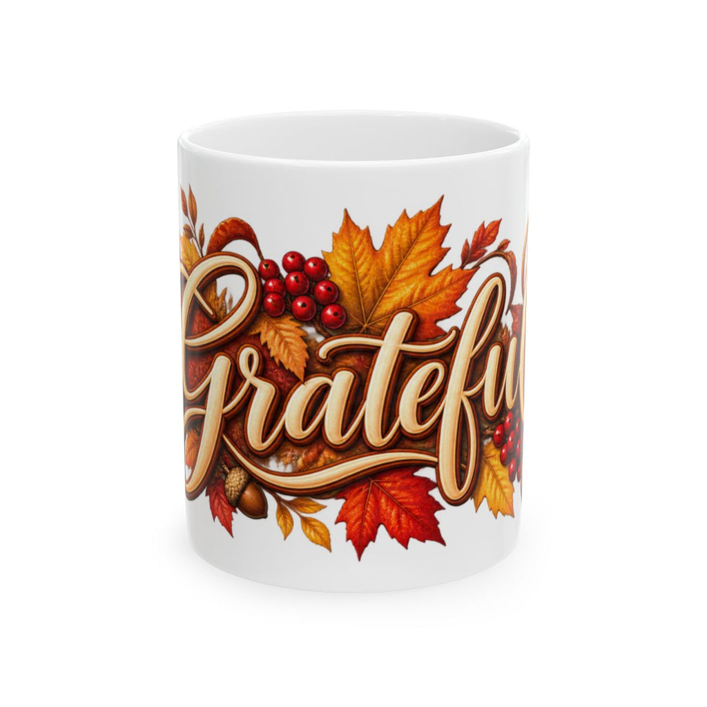 Grateful Autumn Leaves Mug | Ceramic Coffee Cup