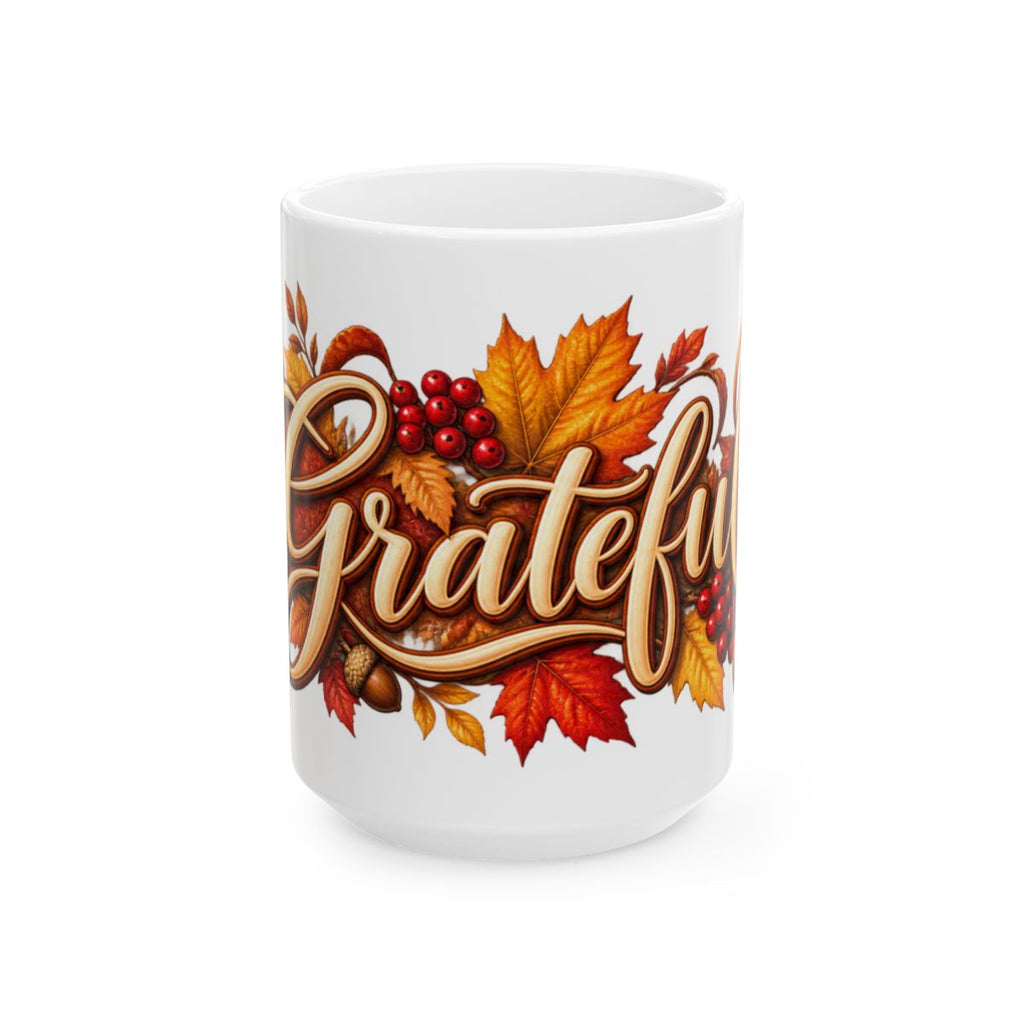 Grateful Autumn Leaves Mug | Ceramic Coffee Cup