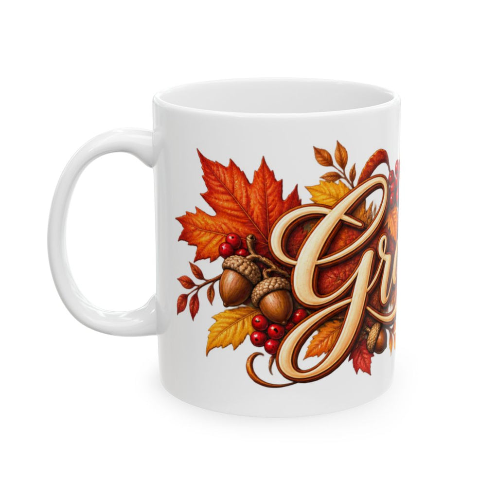 Grateful Autumn Leaves Mug | Ceramic Coffee Cup