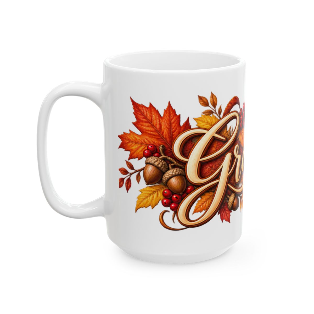 Grateful Autumn Leaves Mug | Ceramic Coffee Cup