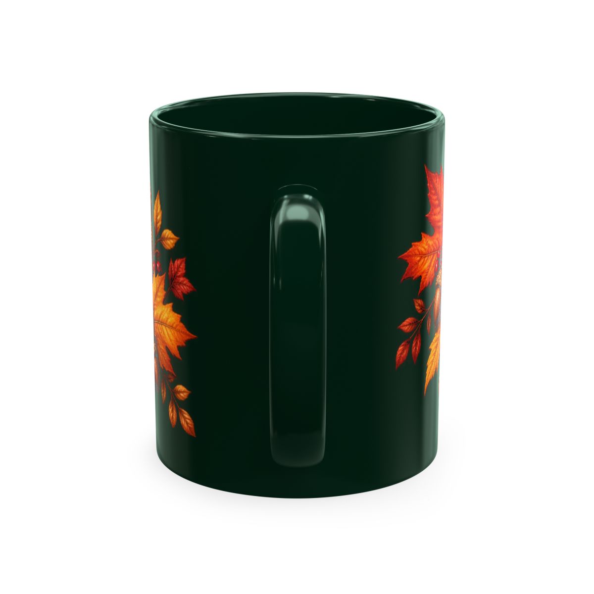 Grateful Fall Leaves Script Mug | Autumn Acorns & Berries Ceramic