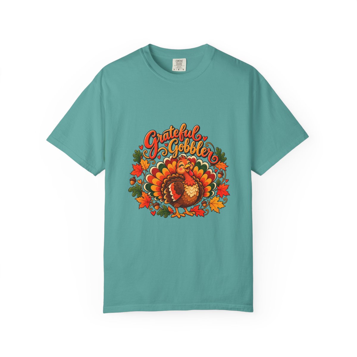 Grateful Gobbler Turkey T-shirt | Thanksgiving Fall Leaves