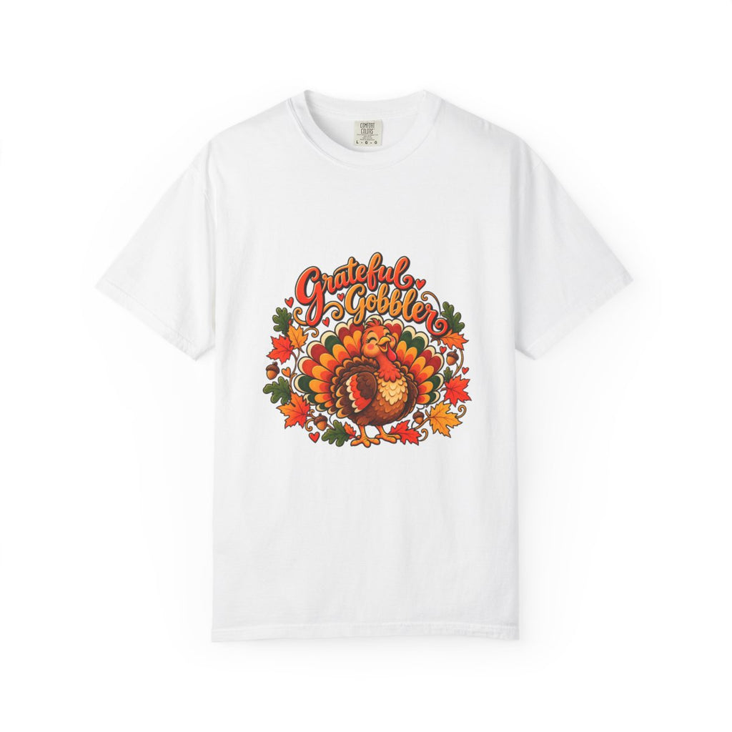 Grateful Gobbler Turkey T-shirt | Thanksgiving Fall Leaves