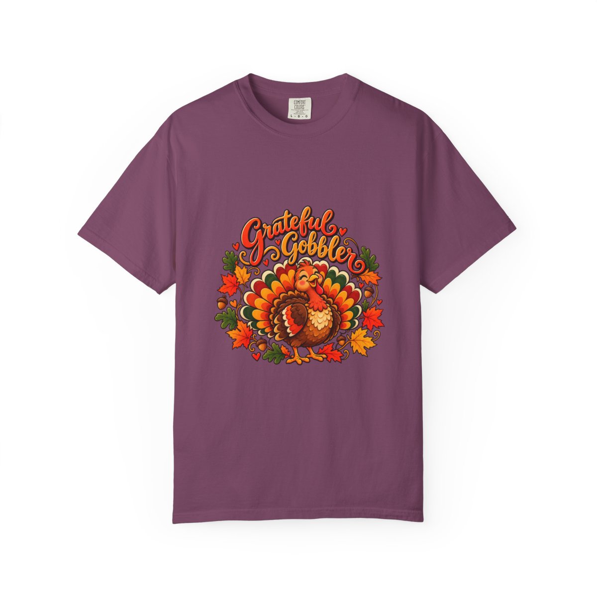 Grateful Gobbler Turkey T-shirt | Thanksgiving Fall Leaves