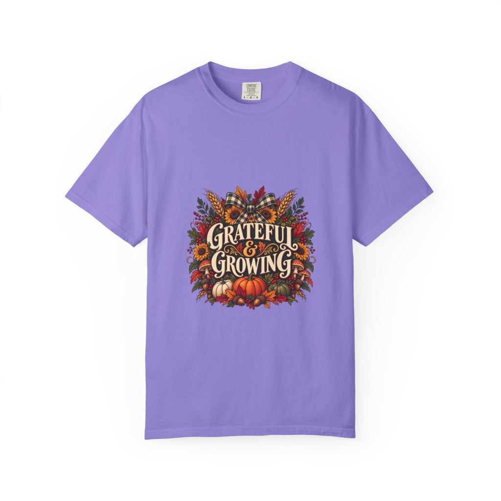 Grateful & Growing T-shirt | Autumn Pumpkin Fall Floral Harvest Tee