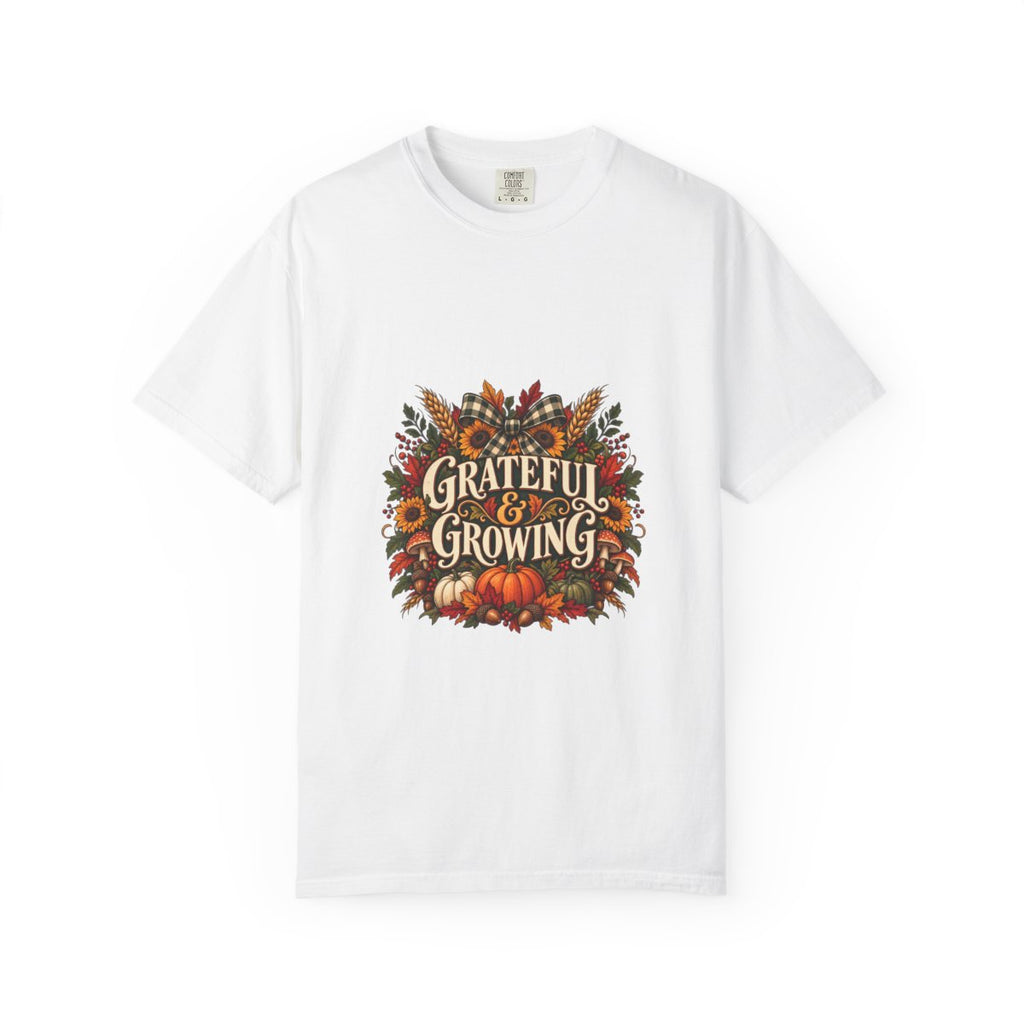 Grateful & Growing T-shirt | Autumn Pumpkin Fall Floral Harvest Tee