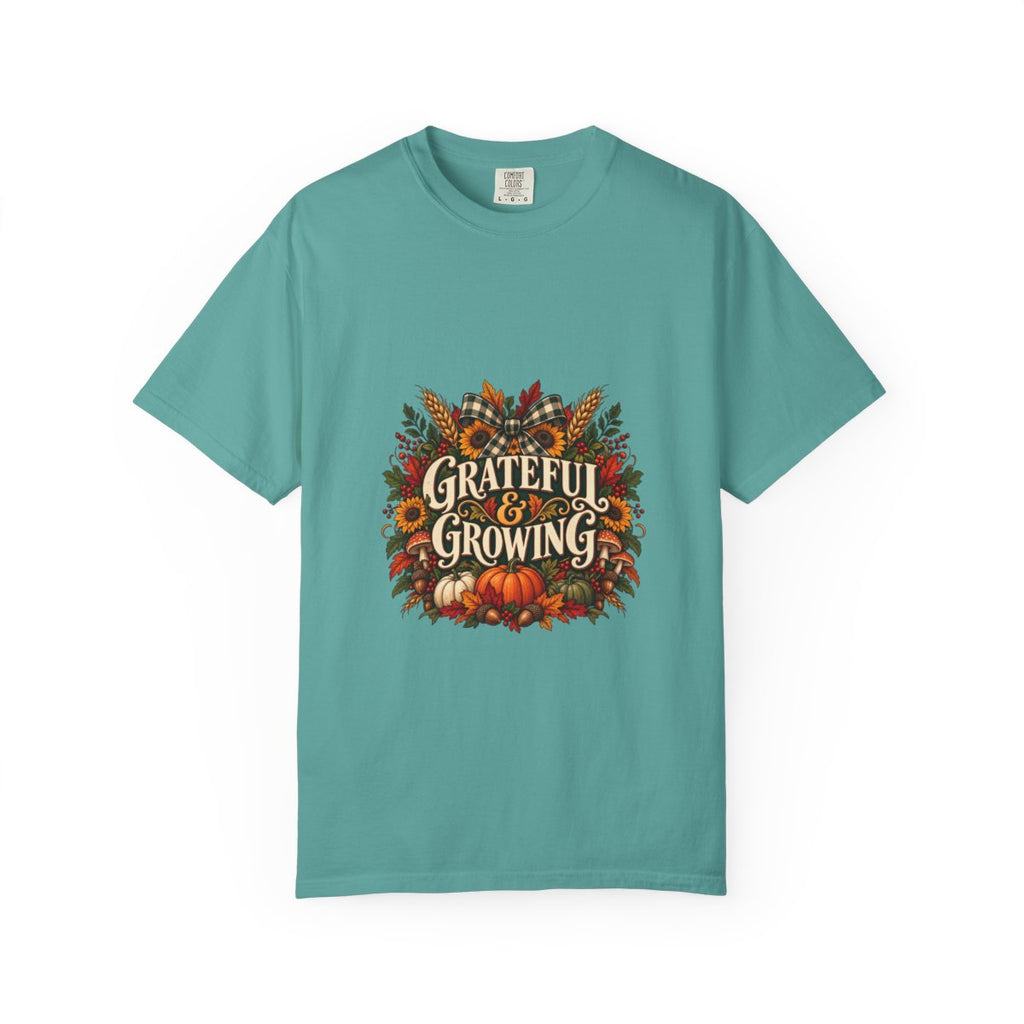 Grateful & Growing T-shirt | Autumn Pumpkin Fall Floral Harvest Tee