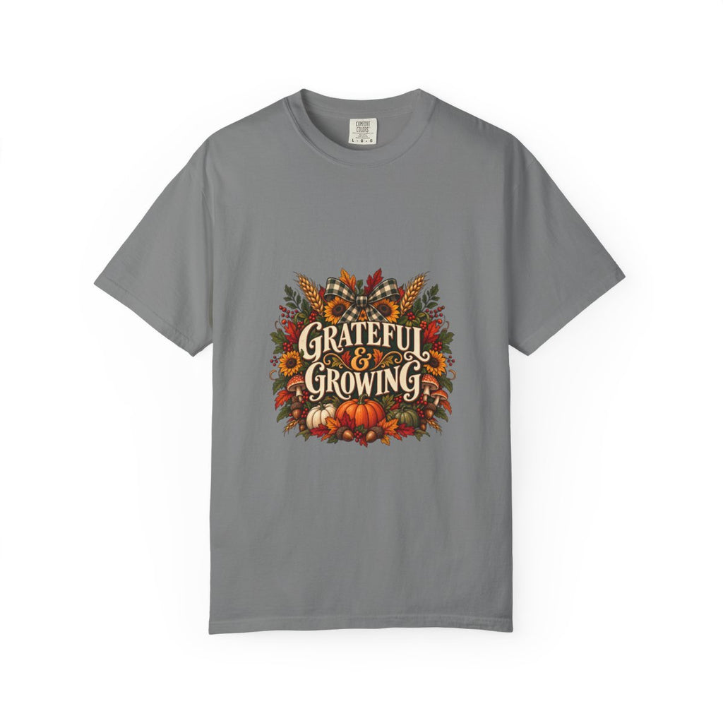 Grateful & Growing T-shirt | Autumn Pumpkin Fall Floral Harvest Tee