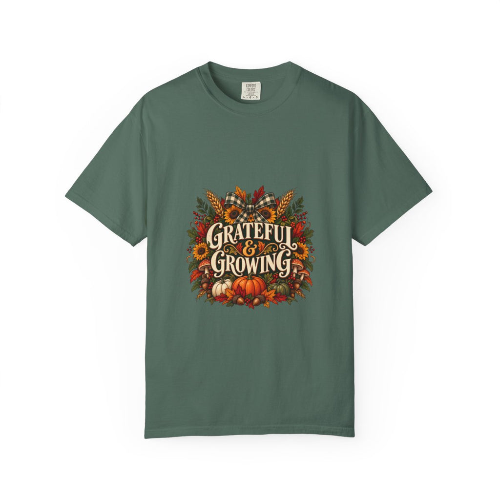 Grateful & Growing T-shirt | Autumn Pumpkin Fall Floral Harvest Tee