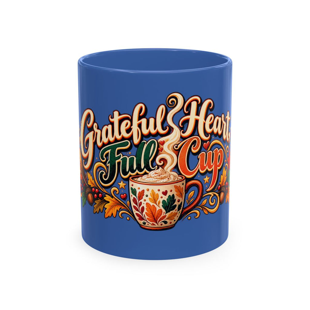 Grateful Heart Full Cup Mug | Autumn Leaves, Harvest Coffee