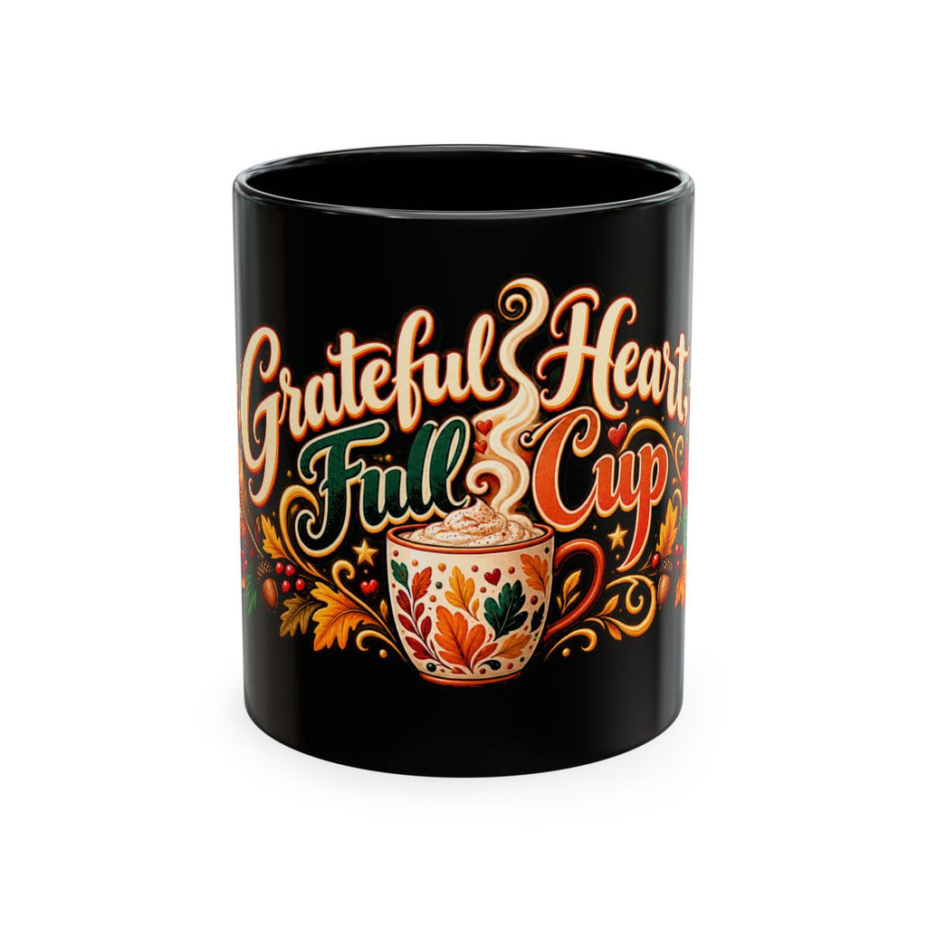 Grateful Heart Full Cup Mug | Autumn Leaves, Harvest Coffee