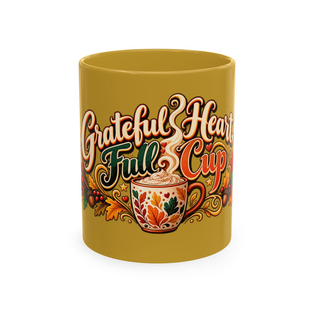 Grateful Heart Full Cup Mug | Autumn Leaves, Harvest Coffee
