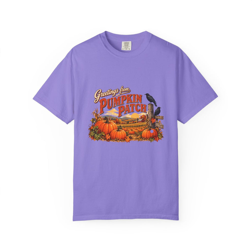 Greetings From Pumpkin Patch T-Shirt | Vintage Fall Pumpkin Design