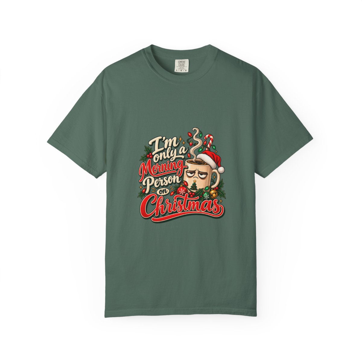 Grumpy Santa Beard Illustration T-Shirt | 'I'm Only A Morning Person On Christmas'