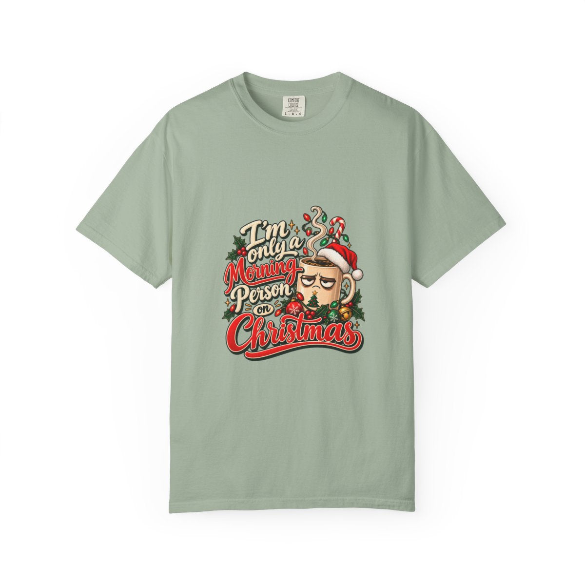 Grumpy Santa Beard Illustration T-Shirt | 'I'm Only A Morning Person On Christmas'