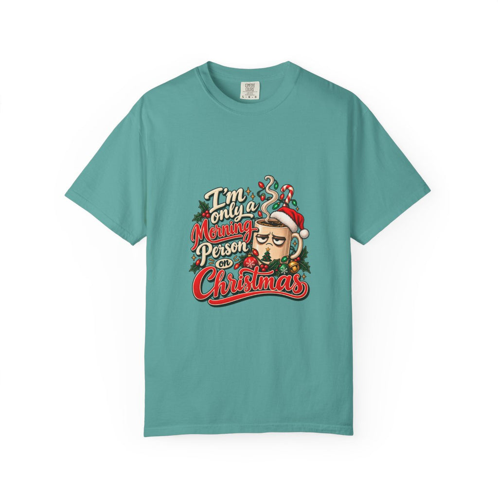 Grumpy Santa Beard Illustration T-Shirt | 'I'm Only A Morning Person On Christmas'