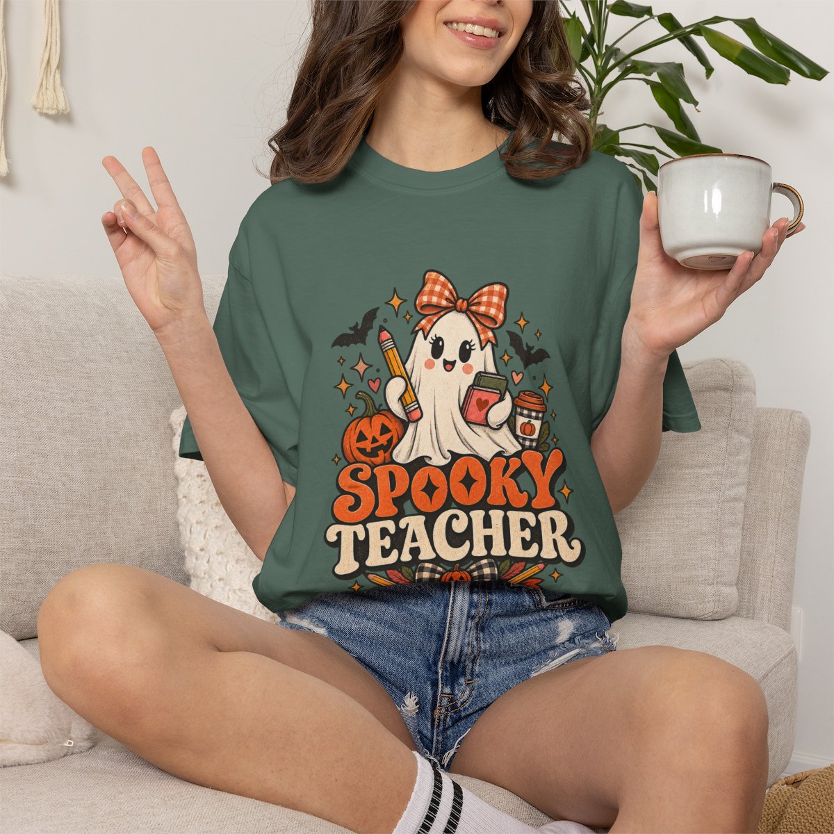 Halloween Teacher Shirt, Ghost Pumpkin Bats Tee, Spooky Teacher