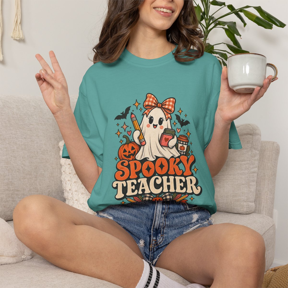 Halloween Teacher Shirt, Ghost Pumpkin Bats Tee, Spooky Teacher