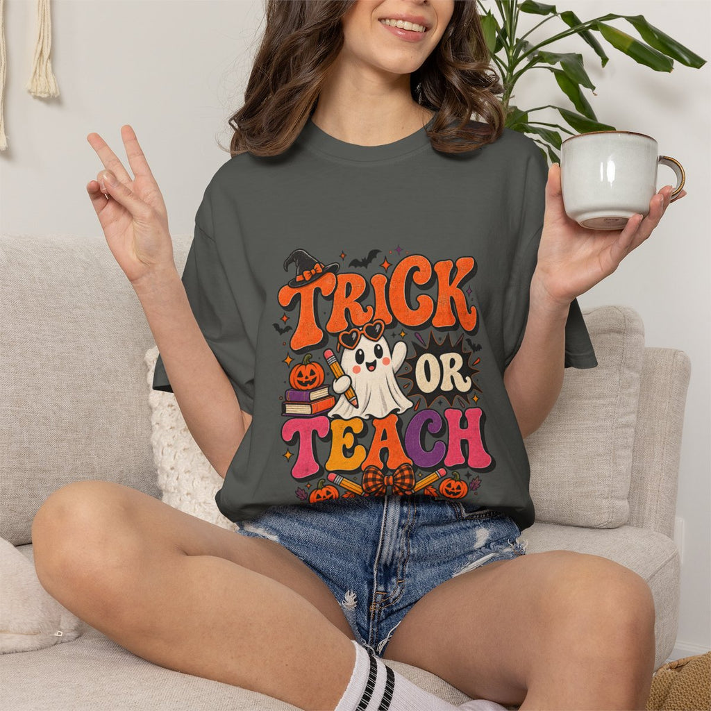 Halloween Teacher Shirt, Ghost Pumpkin Tee, Trick or Teach