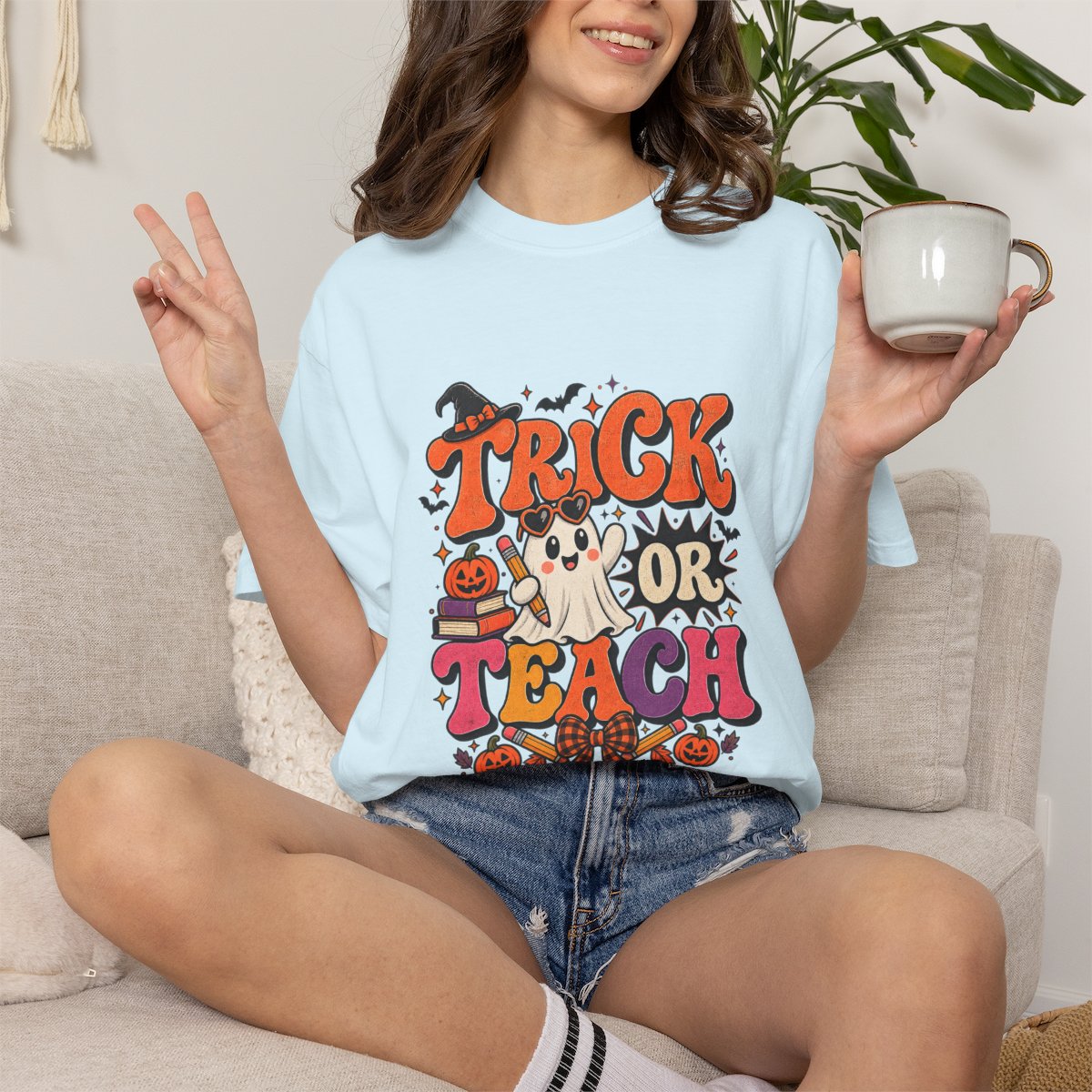 Halloween Teacher Shirt, Ghost Pumpkin Tee, Trick or Teach