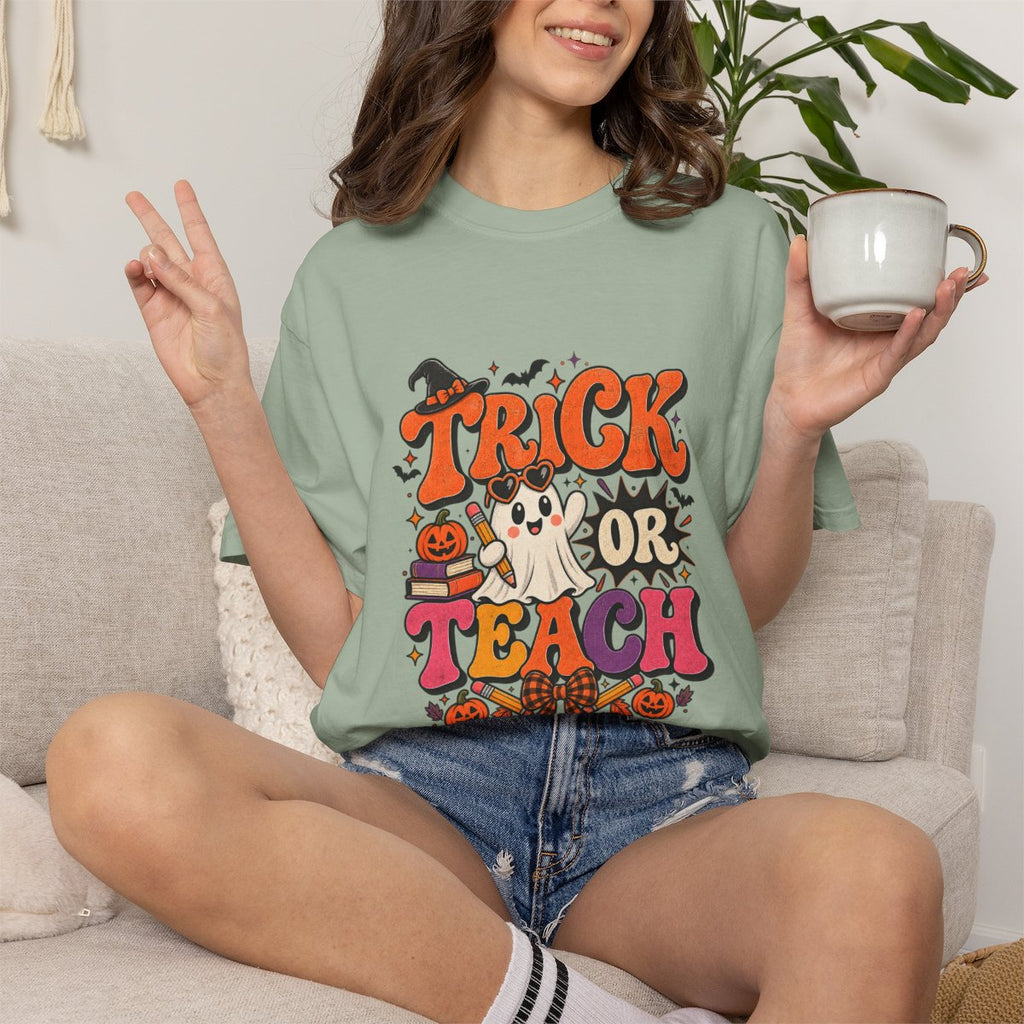 Halloween Teacher Shirt, Ghost Pumpkin Tee, Trick or Teach