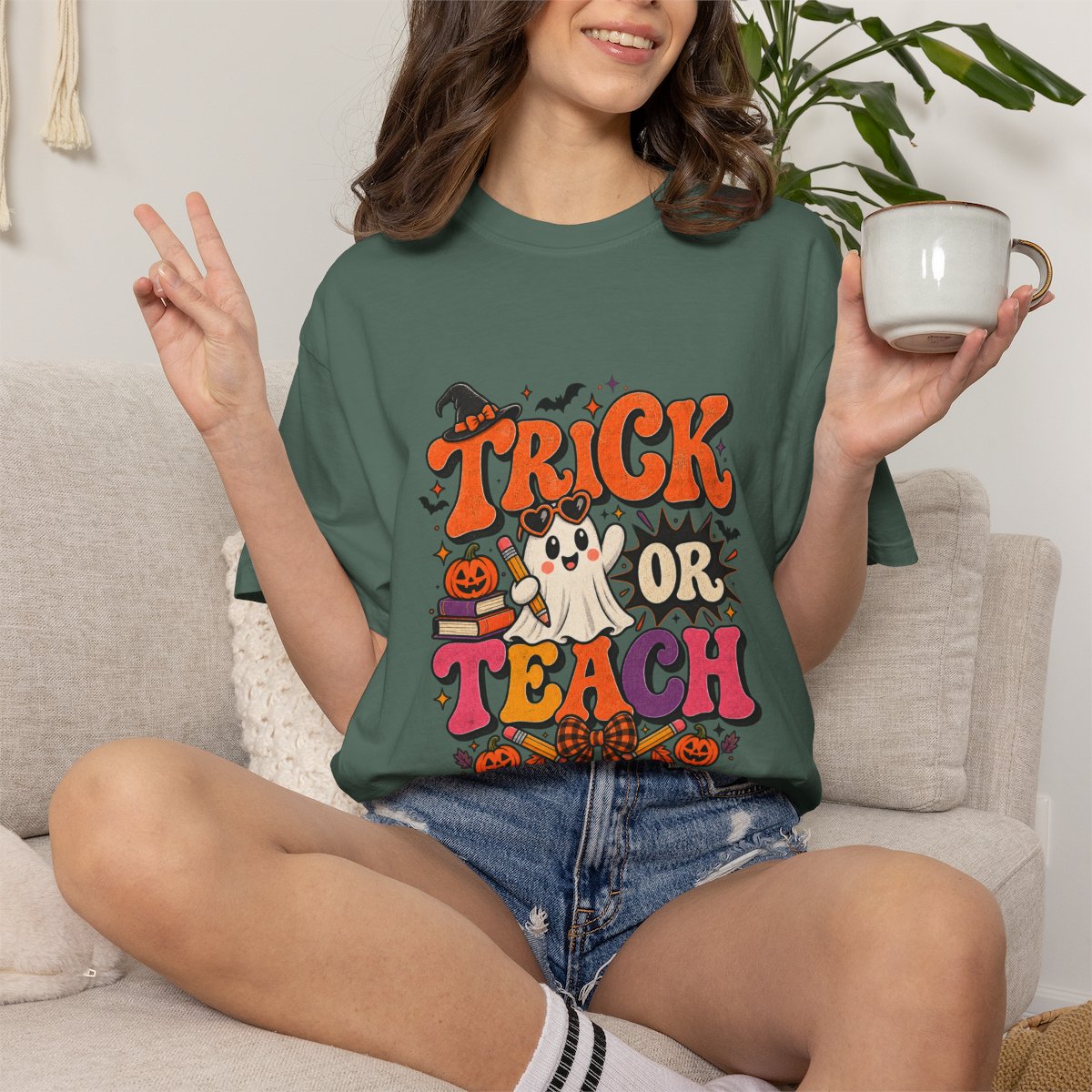 Halloween Teacher Shirt, Ghost Pumpkin Tee, Trick or Teach