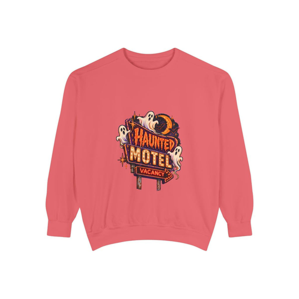 Haunted Motel sign sweatshirt | Halloween ghost motel vacancy design