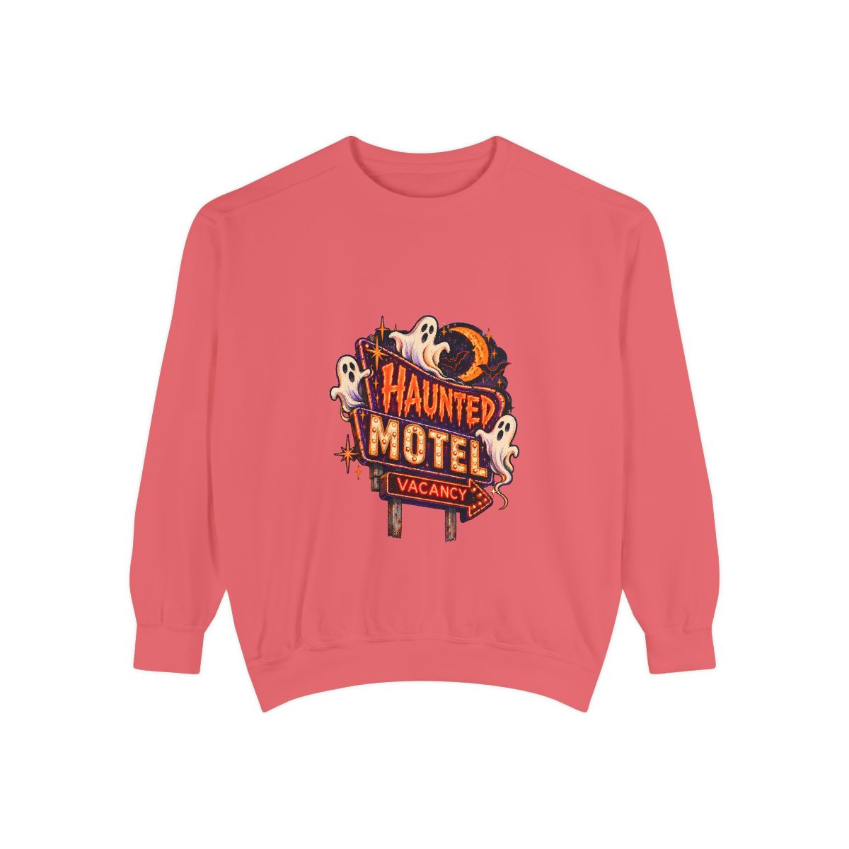 Haunted Motel sign sweatshirt | Halloween ghost motel vacancy design