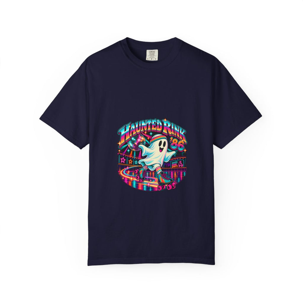 Haunted Rink '86 Retro Halloween T-Shirt | Ghost Roller Skating 80s Neon Rink Graphic Tee, Disco Skate Gift