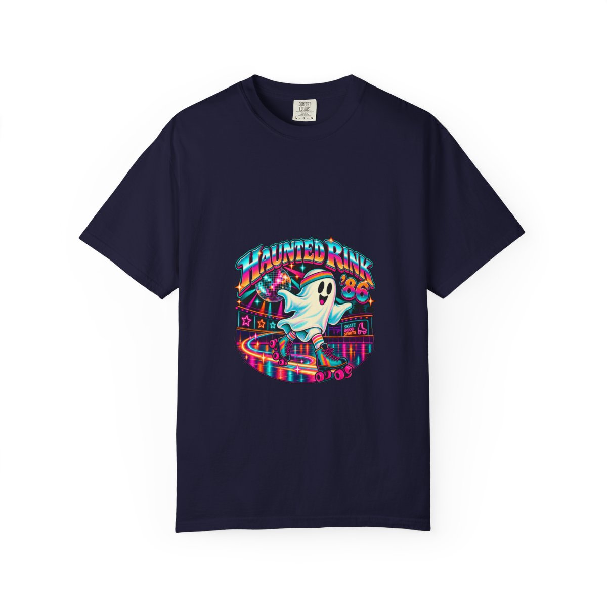 Haunted Rink '86 Retro Halloween T-Shirt | Ghost Roller Skating 80s Neon Rink Graphic Tee, Disco Skate Gift