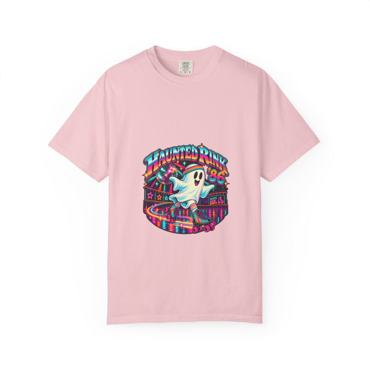 Haunted Rink '86 Retro Halloween T-Shirt | Ghost Roller Skating 80s Neon Rink Graphic Tee, Disco Skate Gift