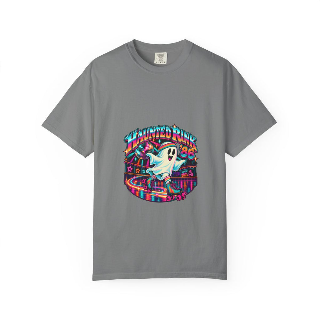 Haunted Rink '86 Retro Halloween T-Shirt | Ghost Roller Skating 80s Neon Rink Graphic Tee, Disco Skate Gift