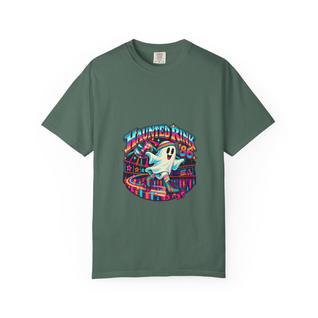 Haunted Rink '86 Retro Halloween T-Shirt | Ghost Roller Skating 80s Neon Rink Graphic Tee, Disco Skate Gift
