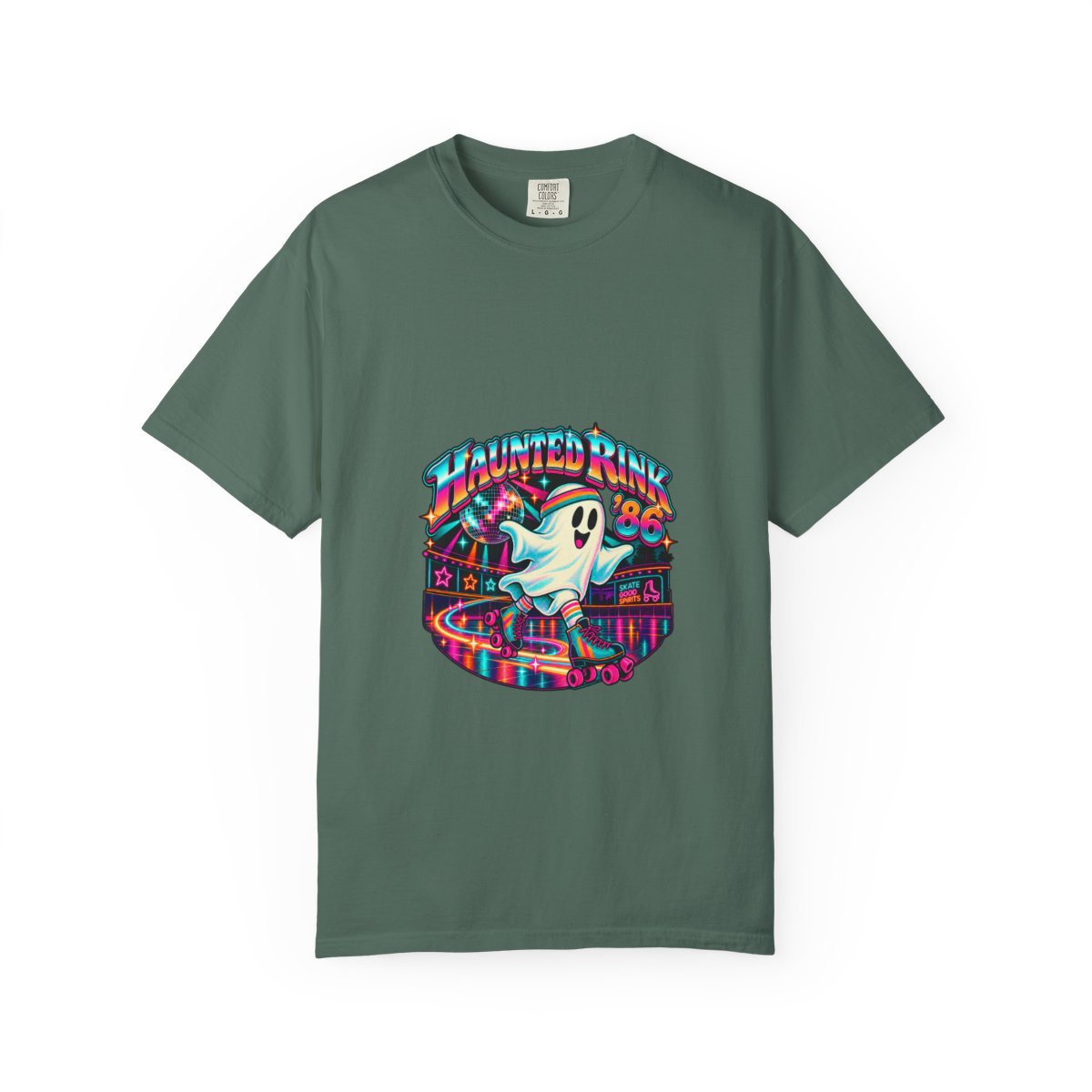 Haunted Rink '86 Retro Halloween T-Shirt | Ghost Roller Skating 80s Neon Rink Graphic Tee, Disco Skate Gift