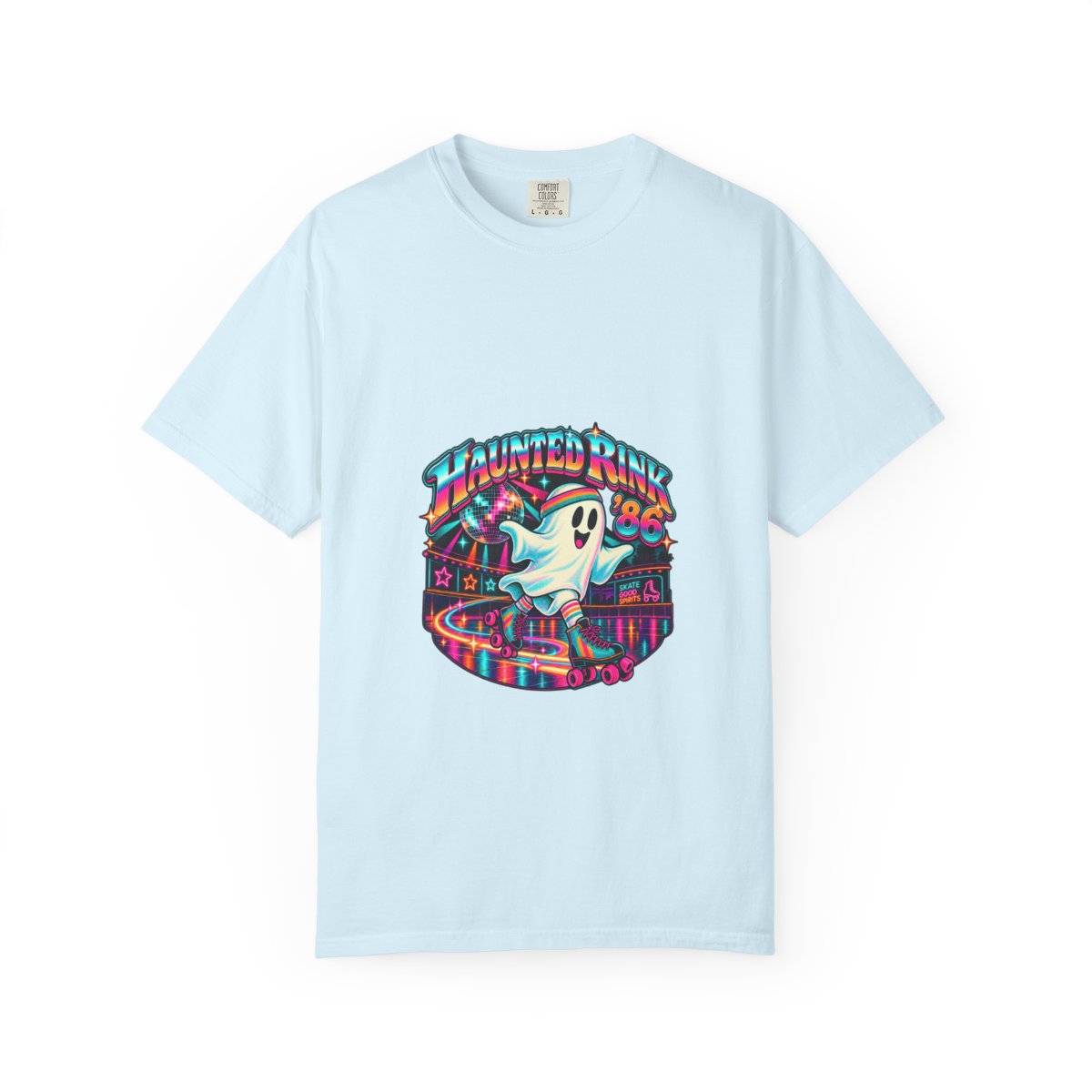 Haunted Rink '86 Retro Halloween T-Shirt | Ghost Roller Skating 80s Neon Rink Graphic Tee, Disco Skate Gift