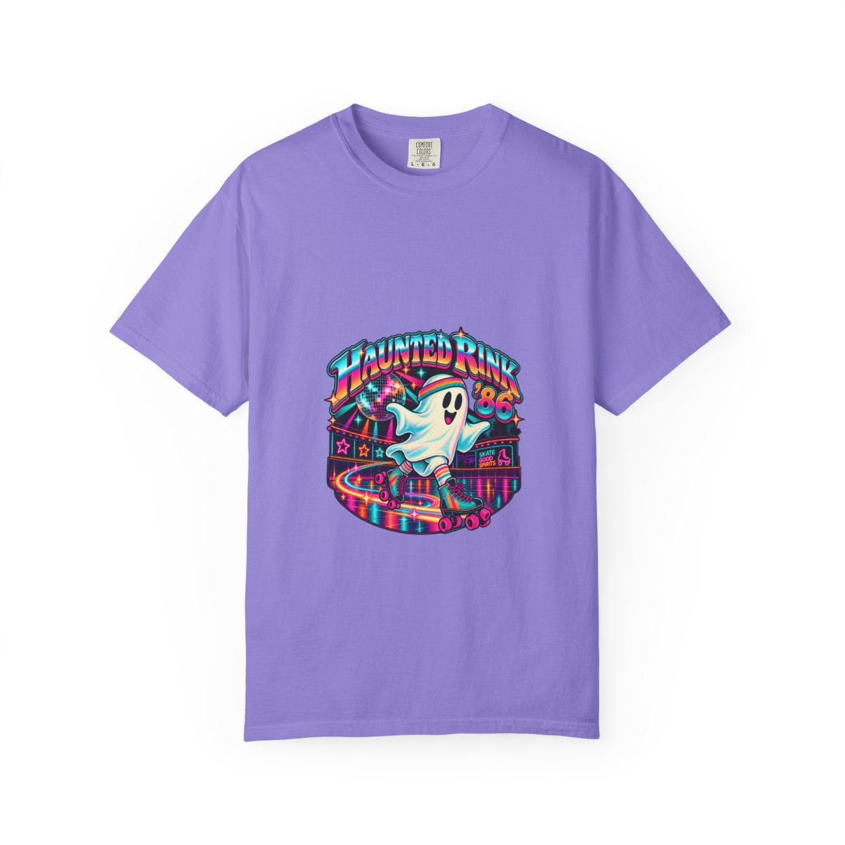 Haunted Rink '86 Retro Halloween T-Shirt | Ghost Roller Skating 80s Neon Rink Graphic Tee, Disco Skate Gift