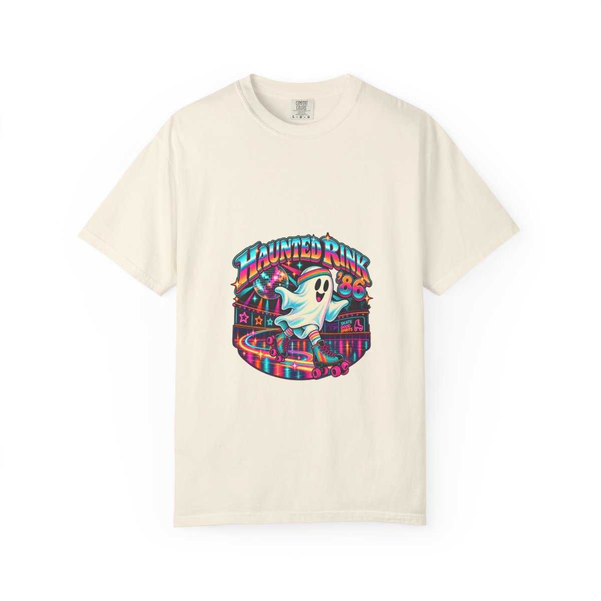 Haunted Rink '86 Retro Halloween T-Shirt | Ghost Roller Skating 80s Neon Rink Graphic Tee, Disco Skate Gift