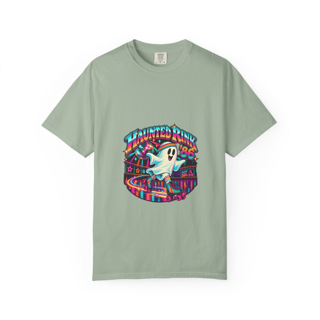 Haunted Rink '86 Retro Halloween T-Shirt | Ghost Roller Skating 80s Neon Rink Graphic Tee, Disco Skate Gift