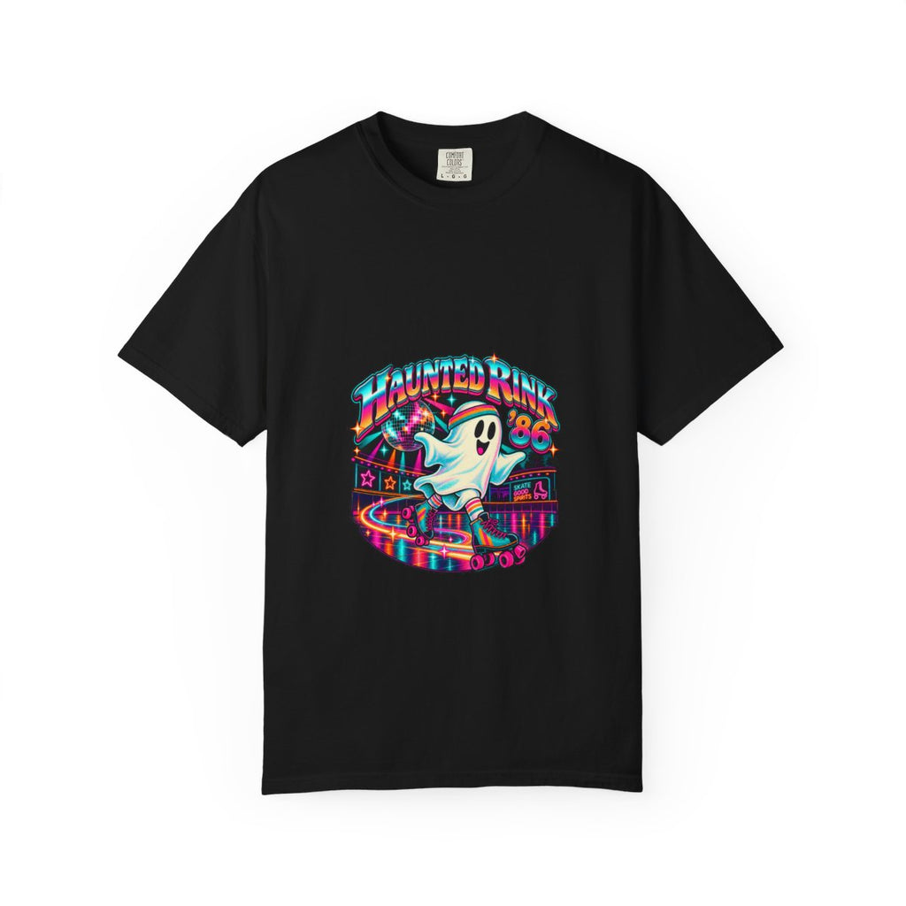 Haunted Rink '86 Retro Halloween T-Shirt | Ghost Roller Skating 80s Neon Rink Graphic Tee, Disco Skate Gift