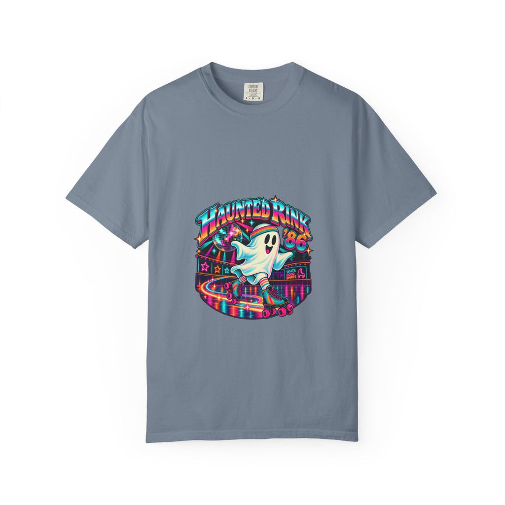 Haunted Rink '86 Retro Halloween T-Shirt | Ghost Roller Skating 80s Neon Rink Graphic Tee, Disco Skate Gift