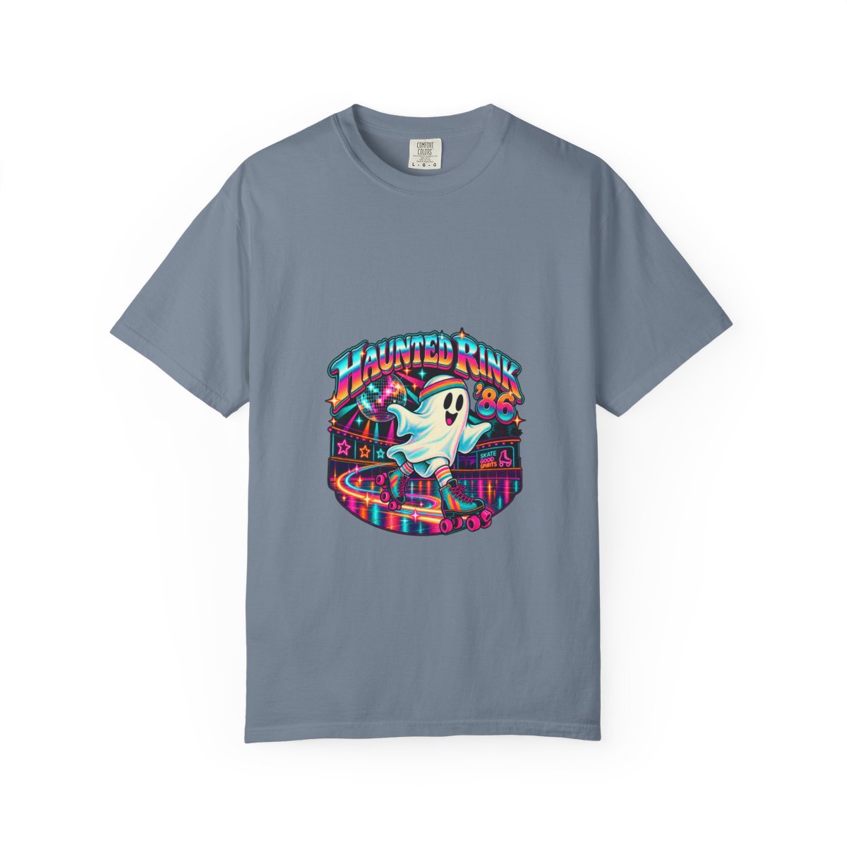 Haunted Rink '86 Retro Halloween T-Shirt | Ghost Roller Skating 80s Neon Rink Graphic Tee, Disco Skate Gift