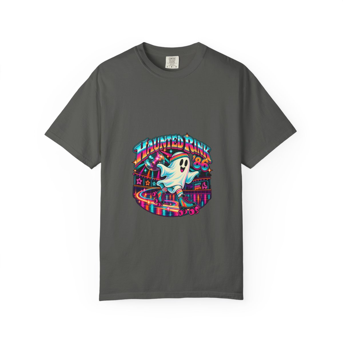 Haunted Rink '86 Retro Halloween T-Shirt | Ghost Roller Skating 80s Neon Rink Graphic Tee, Disco Skate Gift