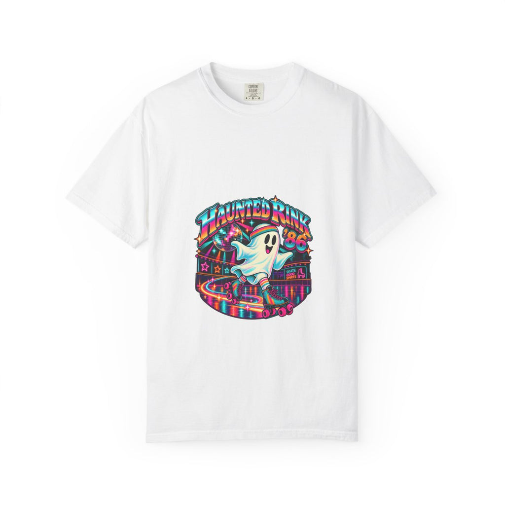 Haunted Rink '86 Retro Halloween T-Shirt | Ghost Roller Skating 80s Neon Rink Graphic Tee, Disco Skate Gift