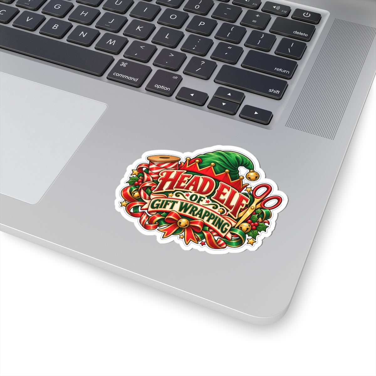 Head Elf of Gift Wrapping Sticker | Christmas Kiss-Cut Vinyl