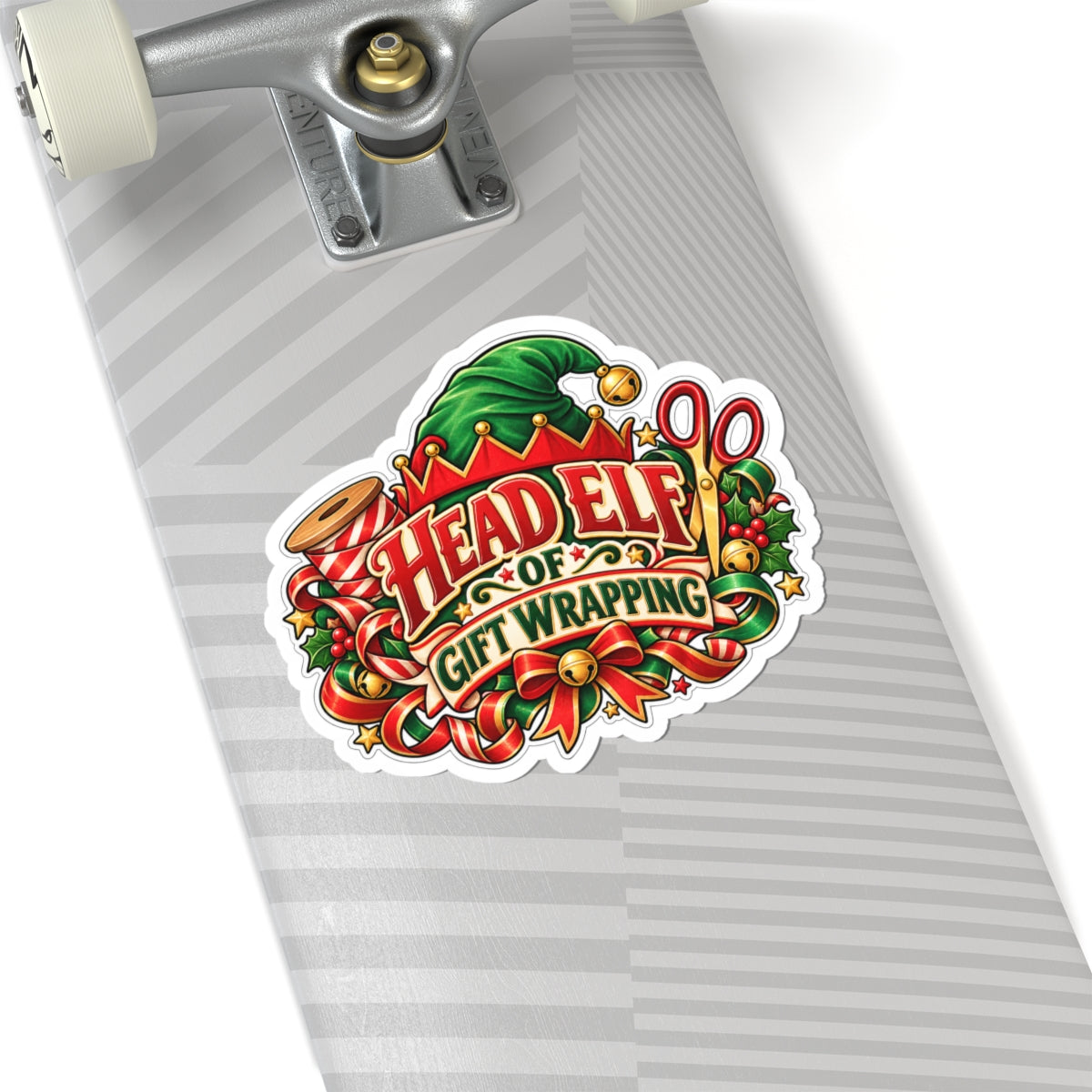 Head Elf of Gift Wrapping Sticker | Christmas Kiss-Cut Vinyl