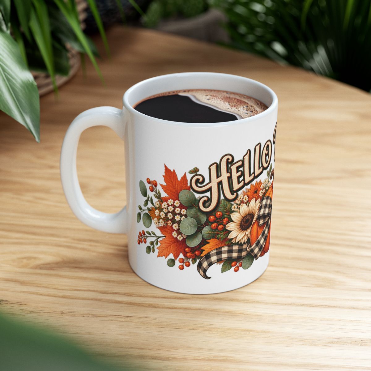 Hello Pumpkin Mug | Fall Floral Autumn Coffee Cup