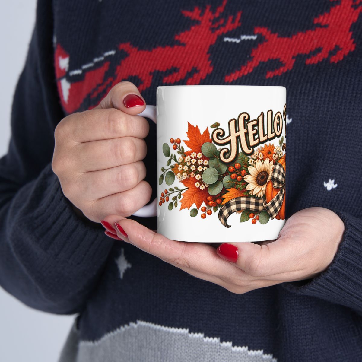 Hello Pumpkin Mug | Fall Floral Autumn Coffee Cup