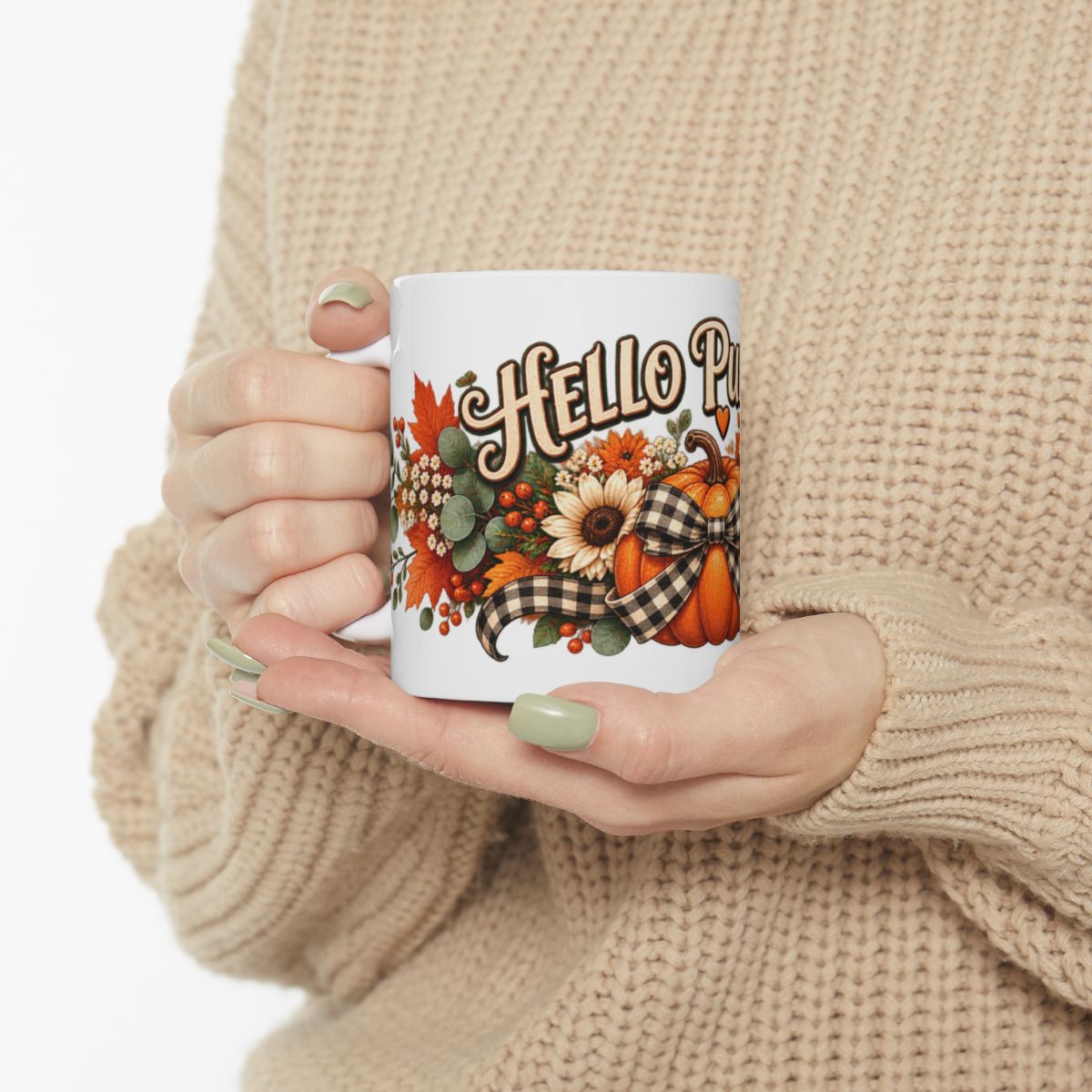 Hello Pumpkin Mug | Fall Floral Autumn Coffee Cup